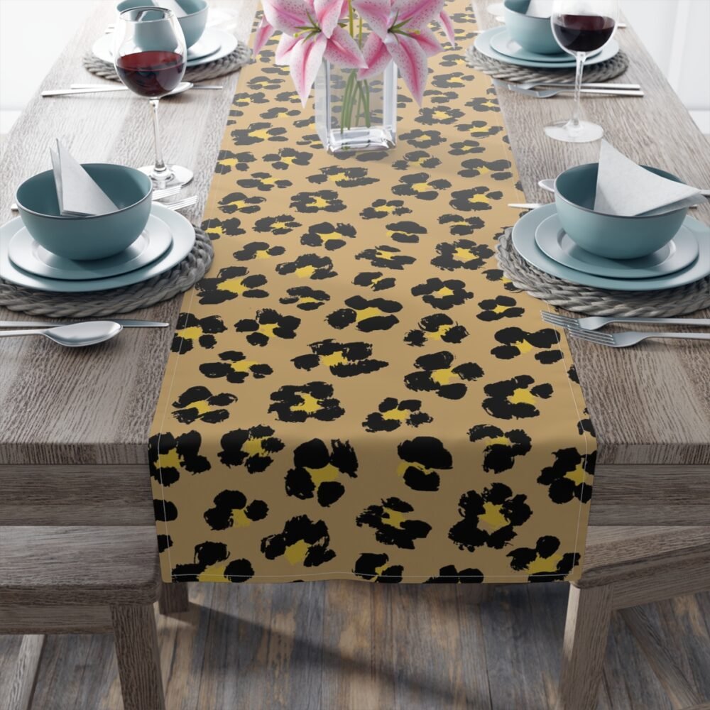 Brown Leopard Spots Print Table Runners for Home Decor - Image 10