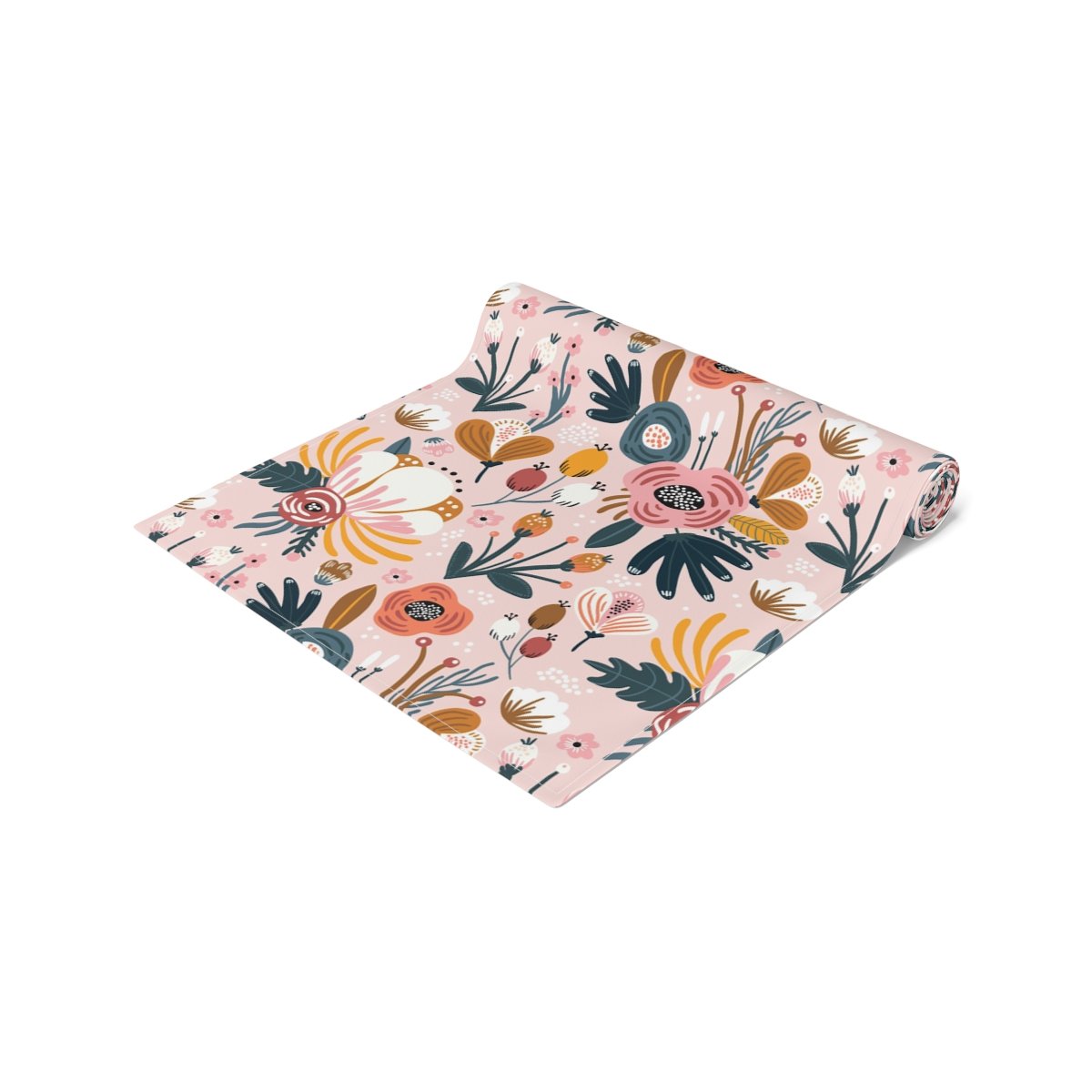 Hand Drawn Light Pink Floral Table Runners for Dining Table - Image 7