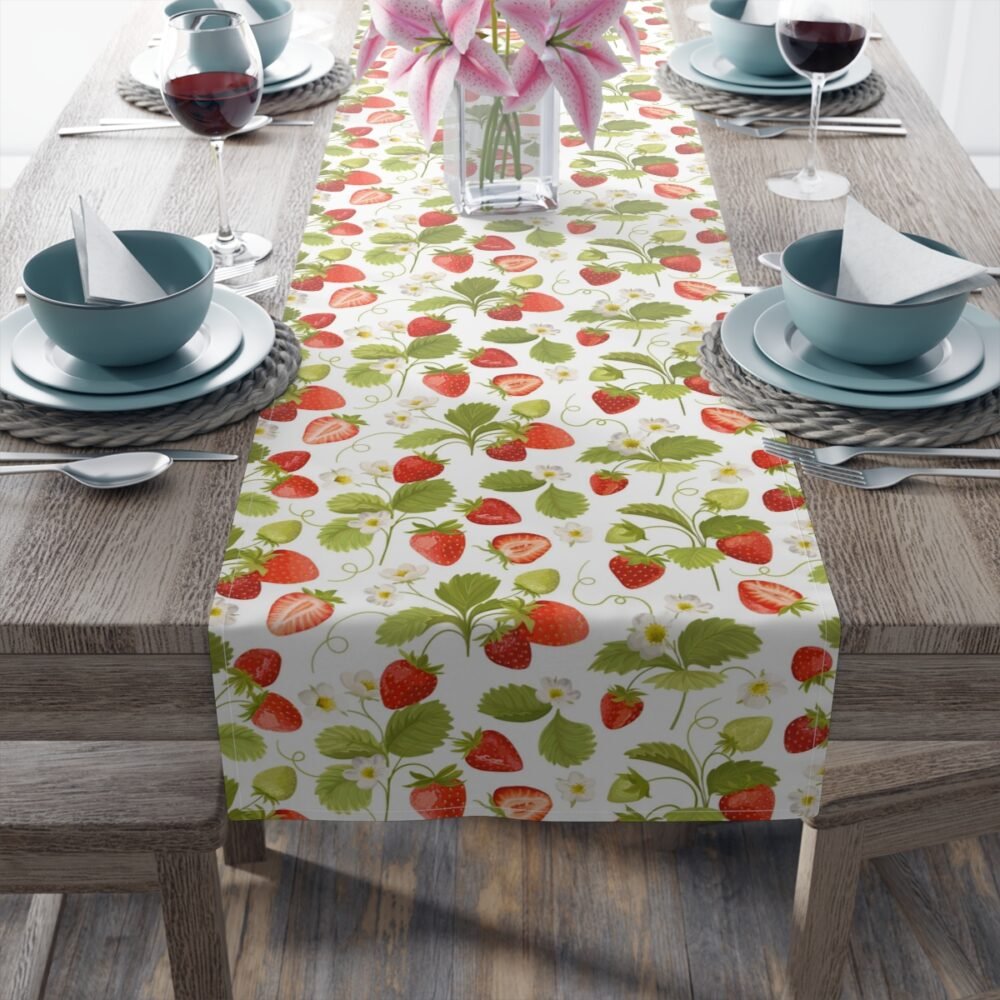 Beautiful Green n Red Strawberry Table Runners - Image 10