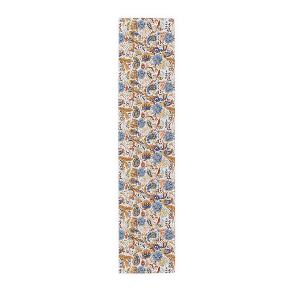 Fancy Gold Blue Paisley Table Runners for Glass Table - Image 6
