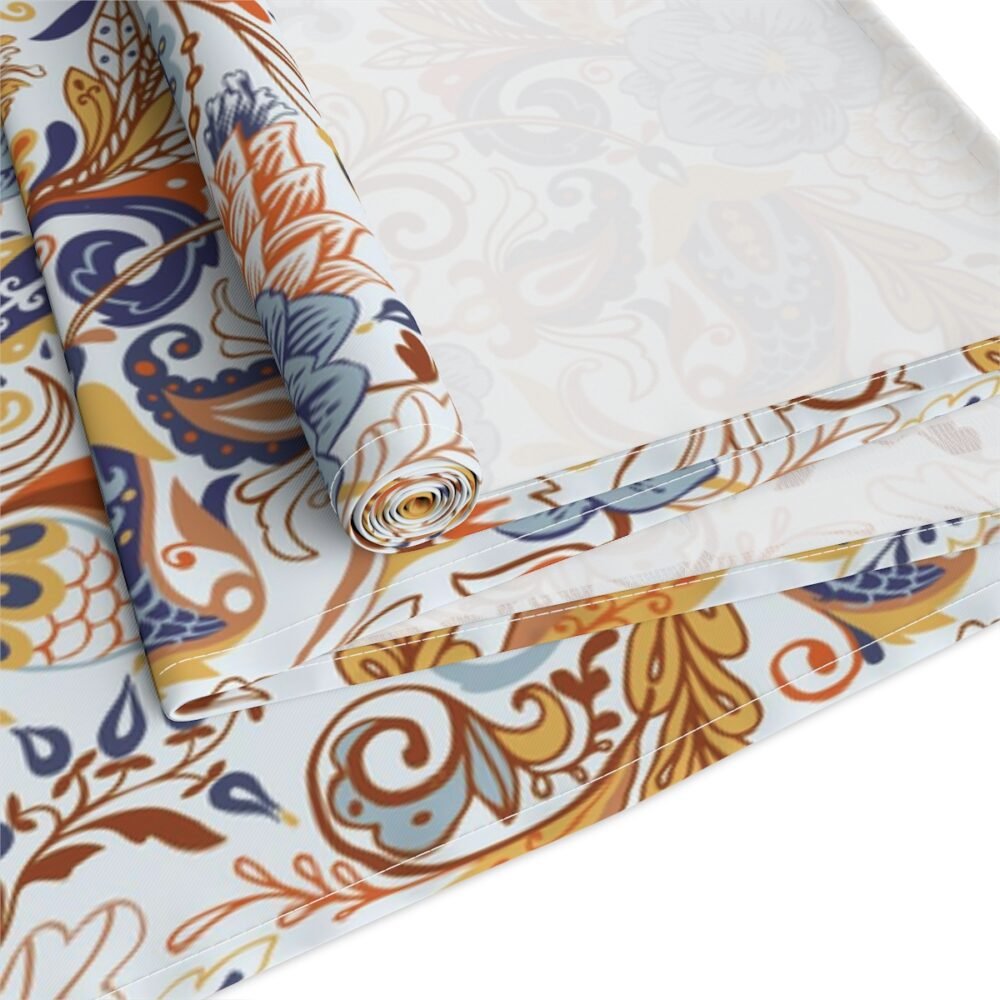 Fancy Gold Blue Paisley Table Runners for Glass Table - Image 8