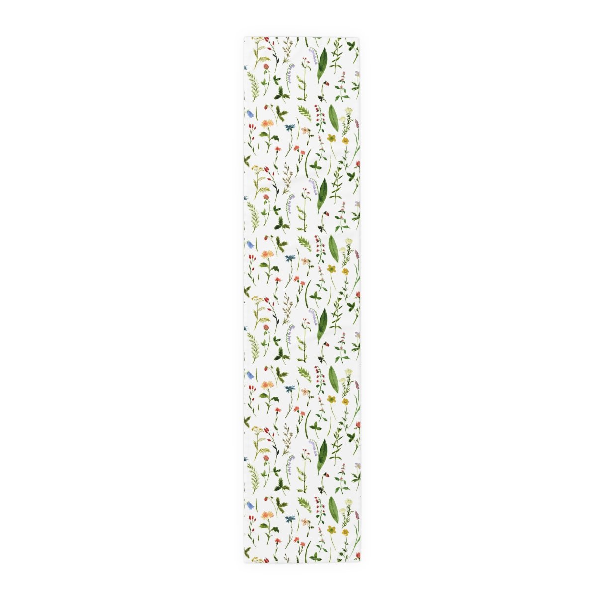 Green Herbs n Flowers Print on White Table Runners - Image 6