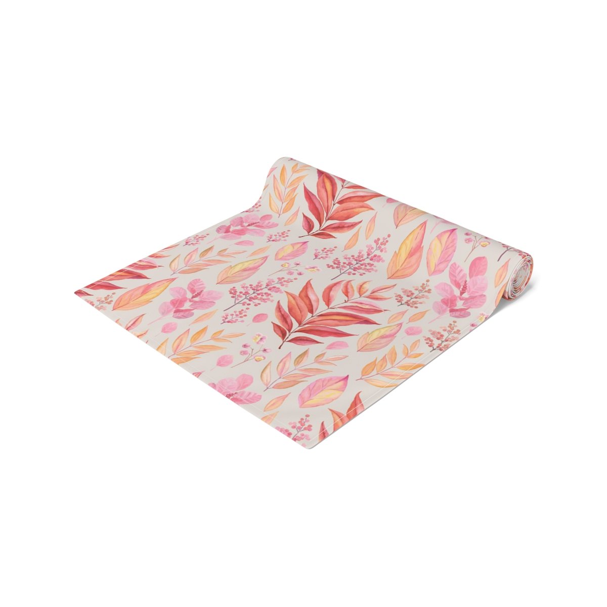 Red Pink Leaf Printed Cotton Table Runners - Image 7
