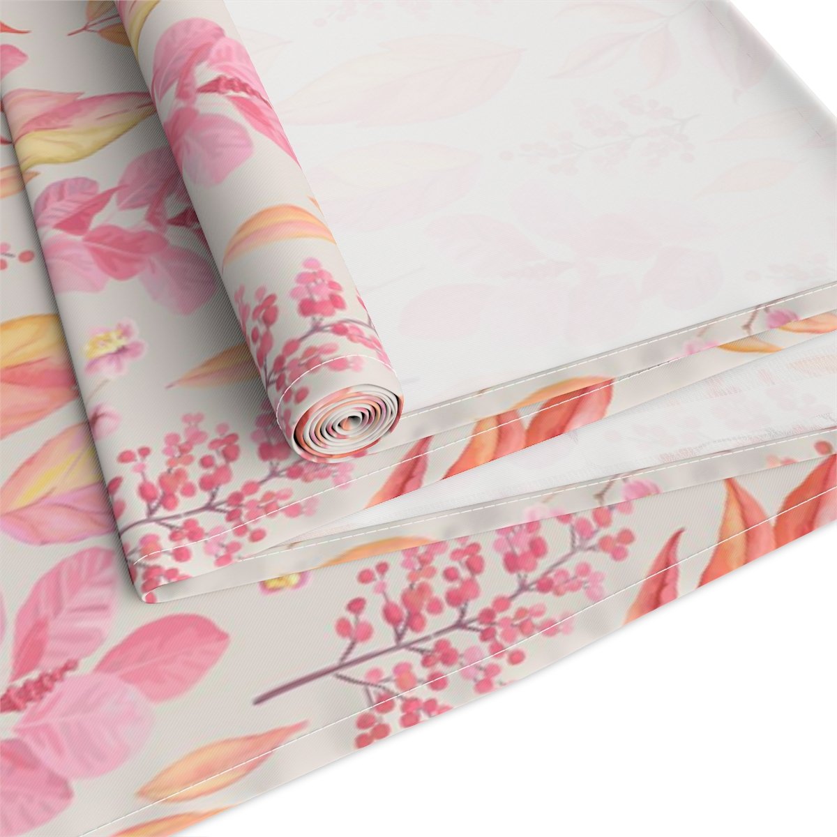 Red Pink Leaf Printed Cotton Table Runners - Image 8