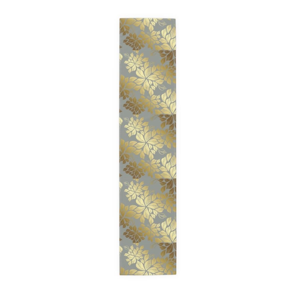 Printed Golden Leaves on Grey Fabric Table Runners - Image 5