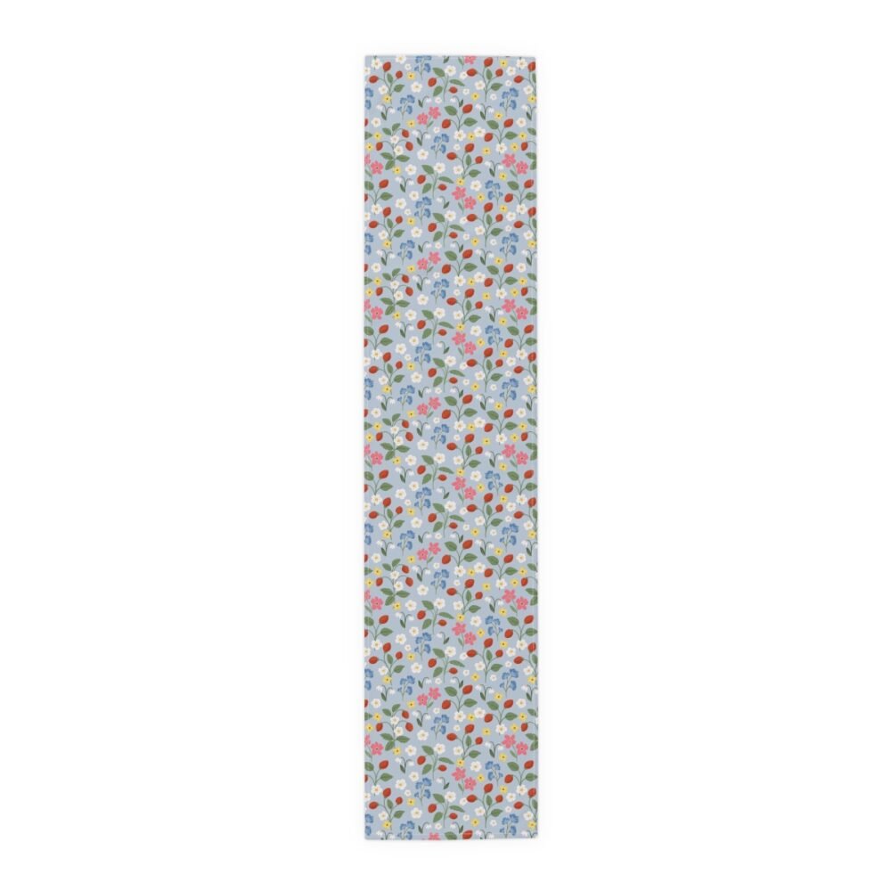Colorful Meadow Flower Print on Light Blue Table Runners - Image 5