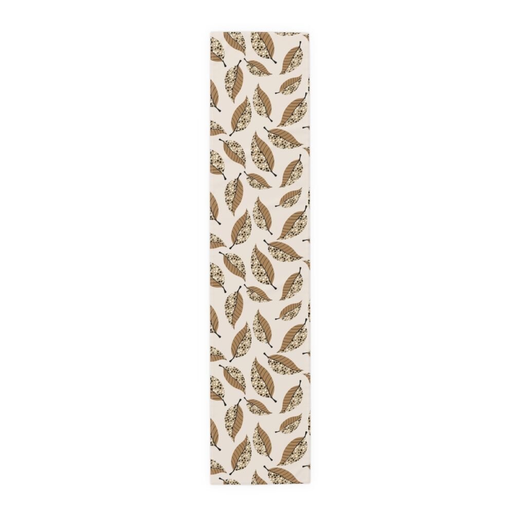 Abstract Brown Leaf Cotton Dining Table Runners - Image 5