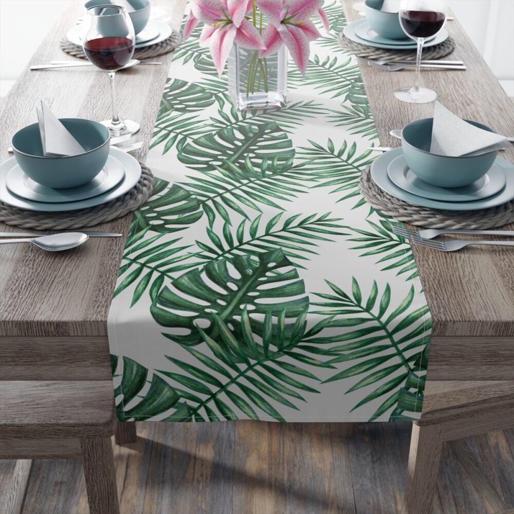 Watercolor Tropical Palm Leaves Table Runners - Image 10