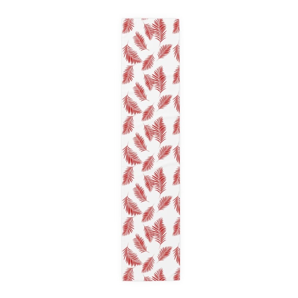 Printed Red Palm Leaves Tropical Table Runners - Image 5