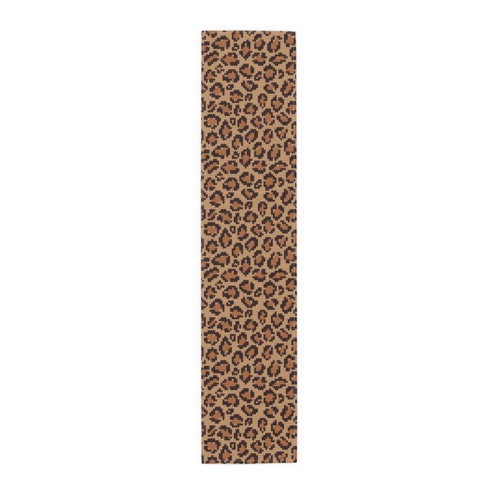 Brown Leopard Jacquard Knitted Pattern Table Runners - Image 6