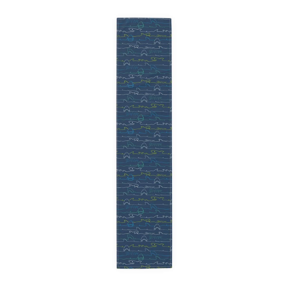 Abstract Line Shark Pattern Blue Table Runners - Image 5