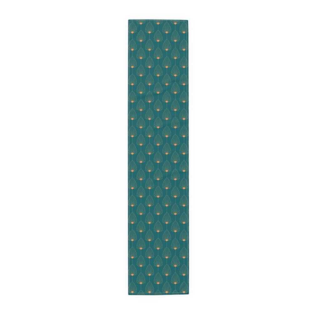 Stylish Fan Shaped Orange n Teal Dining Table Runners - Image 6
