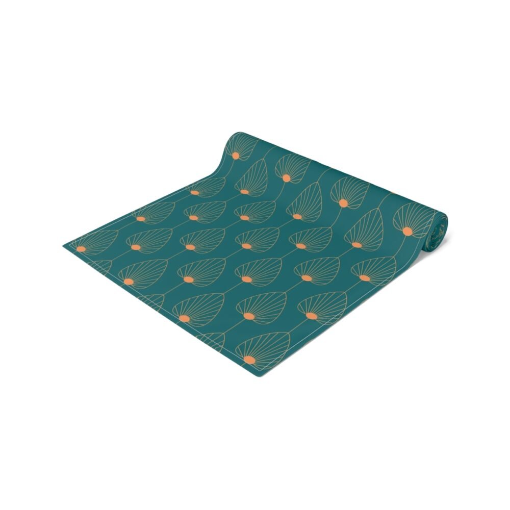 Stylish Fan Shaped Orange n Teal Dining Table Runners - Image 7
