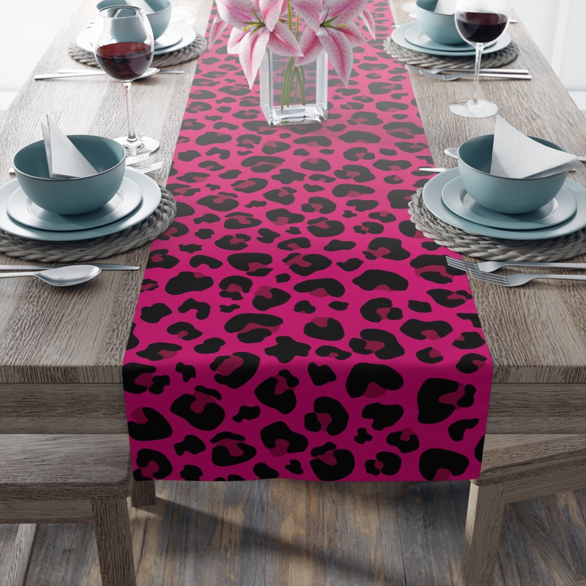 Pink Leopard Print Table Runners for Living Room Decor - Image 15