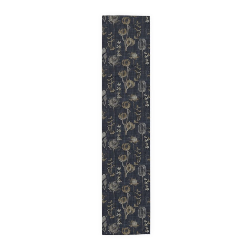 Eucalyptus Floral Print on Blue Cotton Table Runners - Image 11