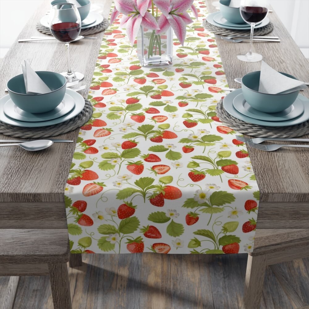 Beautiful Green n Red Strawberry Table Runners - Image 15