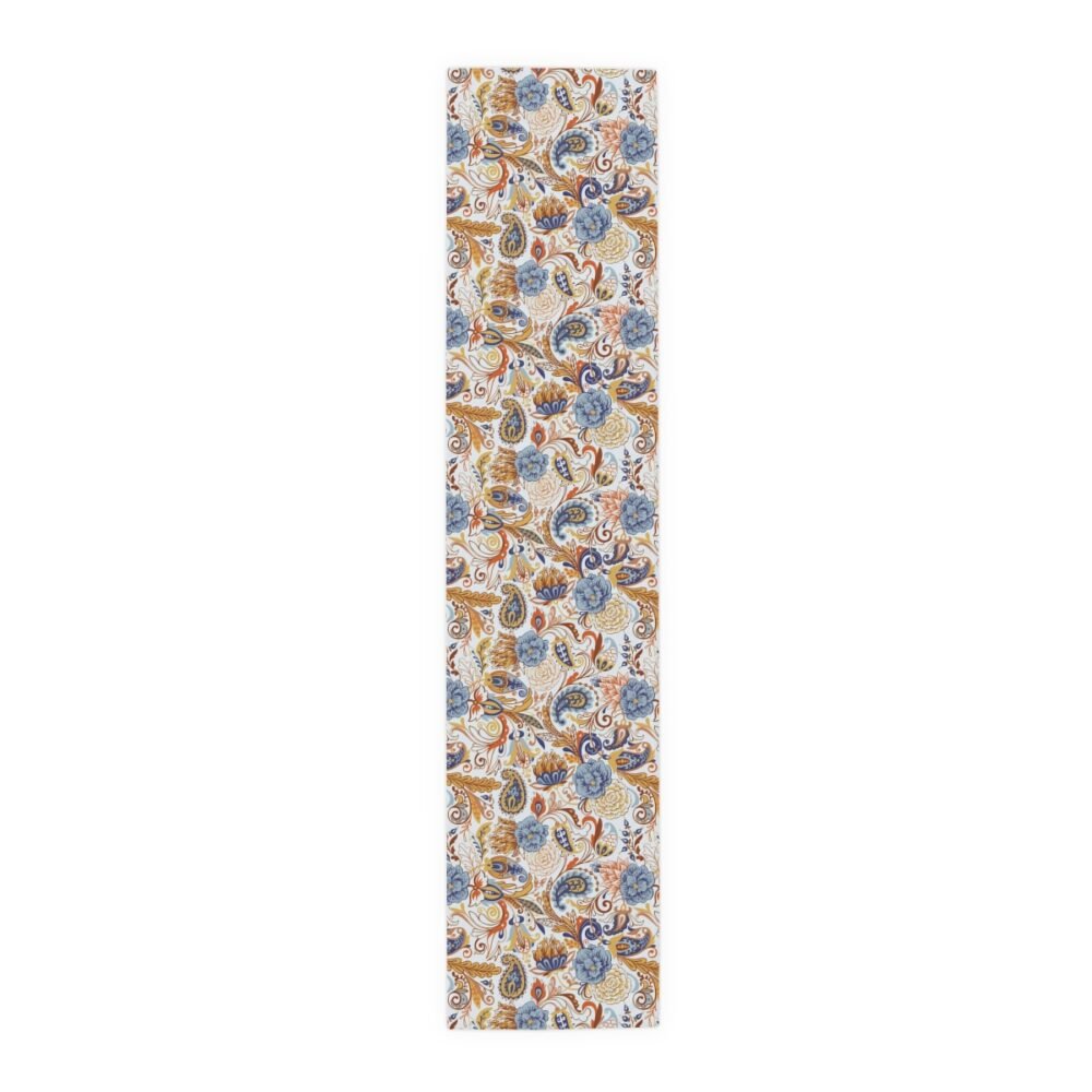 Fancy Gold Blue Paisley Table Runners for Glass Table - Image 11