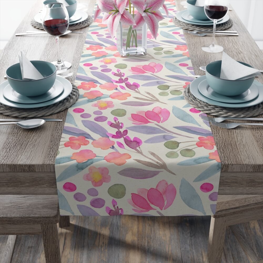 Watercolor Botanical Floral Textured Table Runners - Image 15