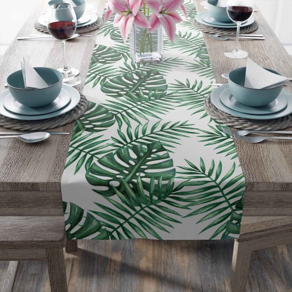Watercolor Tropical Palm Leaves Table Runners - Image 15