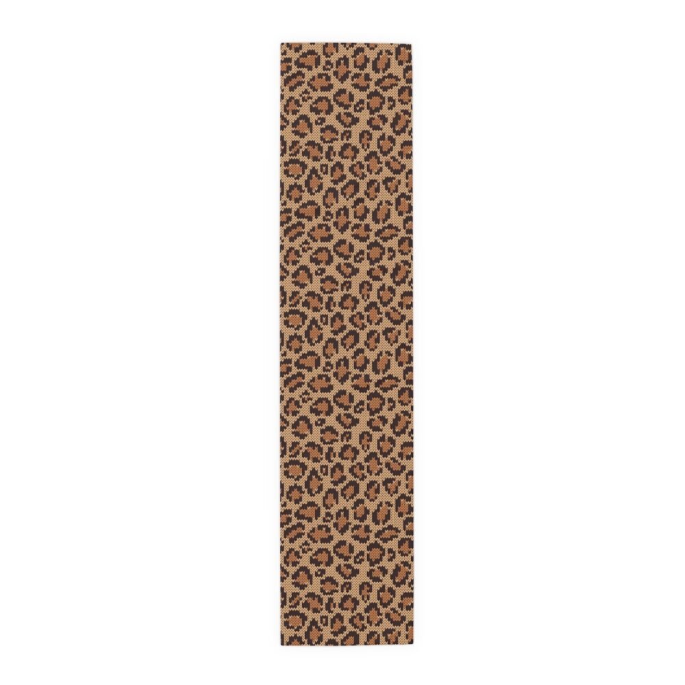 Brown Leopard Jacquard Knitted Pattern Table Runners - Image 11