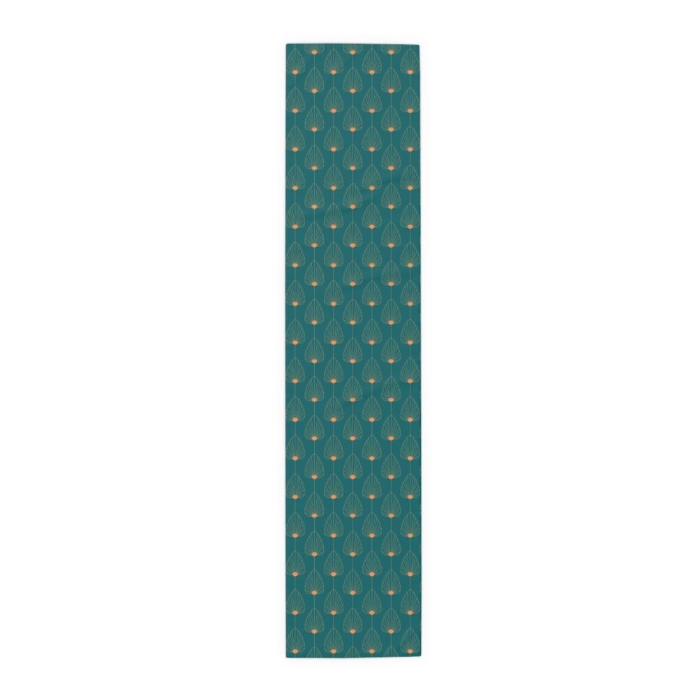 Stylish Fan Shaped Orange n Teal Dining Table Runners - Image 11