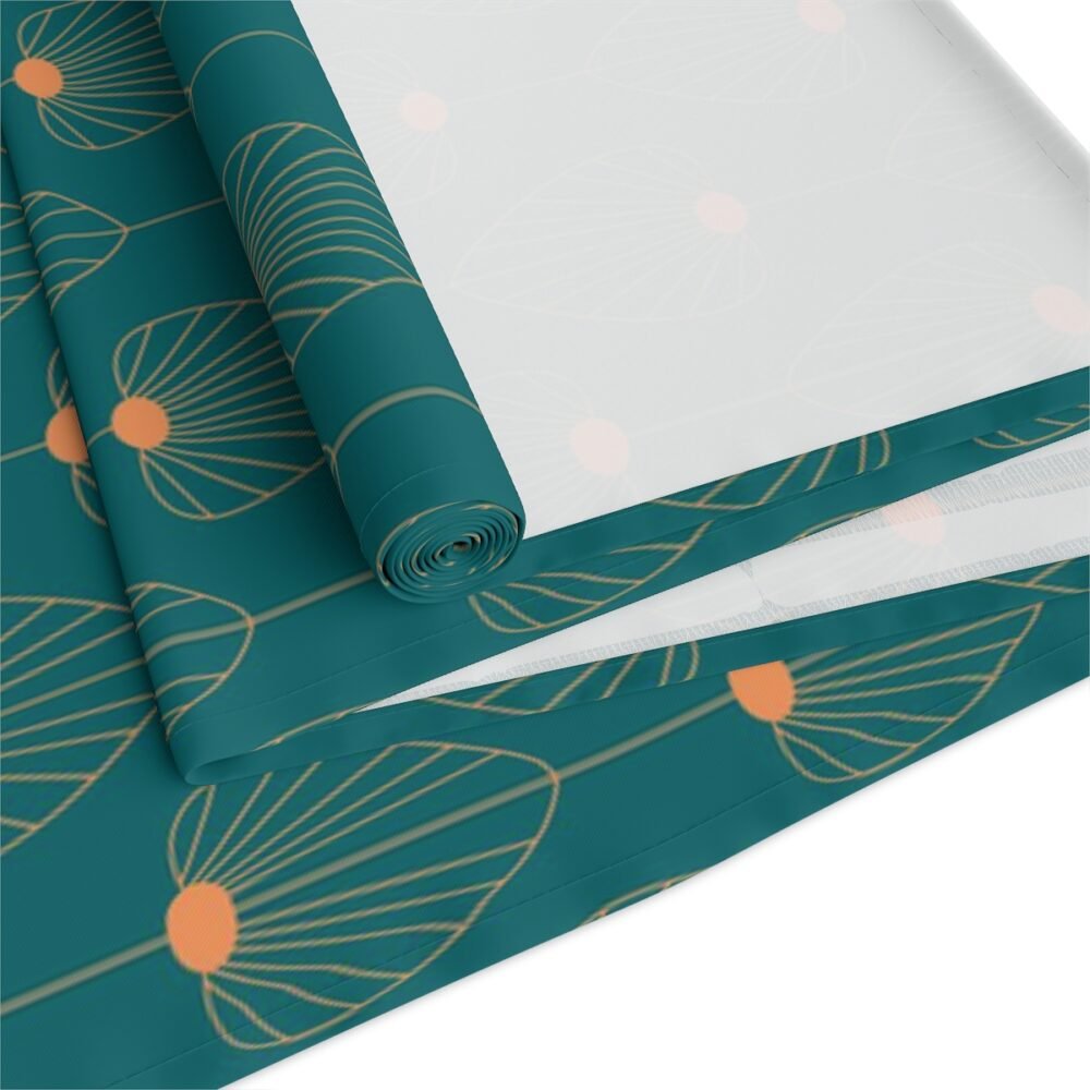 Stylish Fan Shaped Orange n Teal Dining Table Runners - Image 13