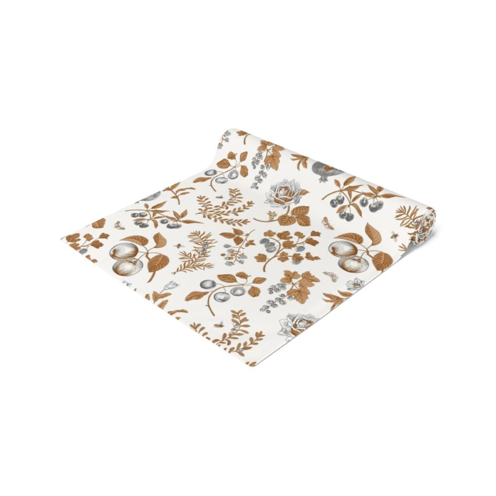 Brown and Gray Autumn Floral Print Table Runners - Image 12