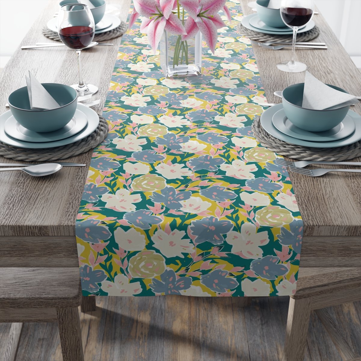 Abstract Colorful Flowers Dining Table Runners - Image 15