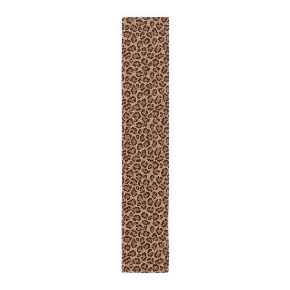 Brown Leopard Jacquard Knitted Pattern Table Runners - Image 2