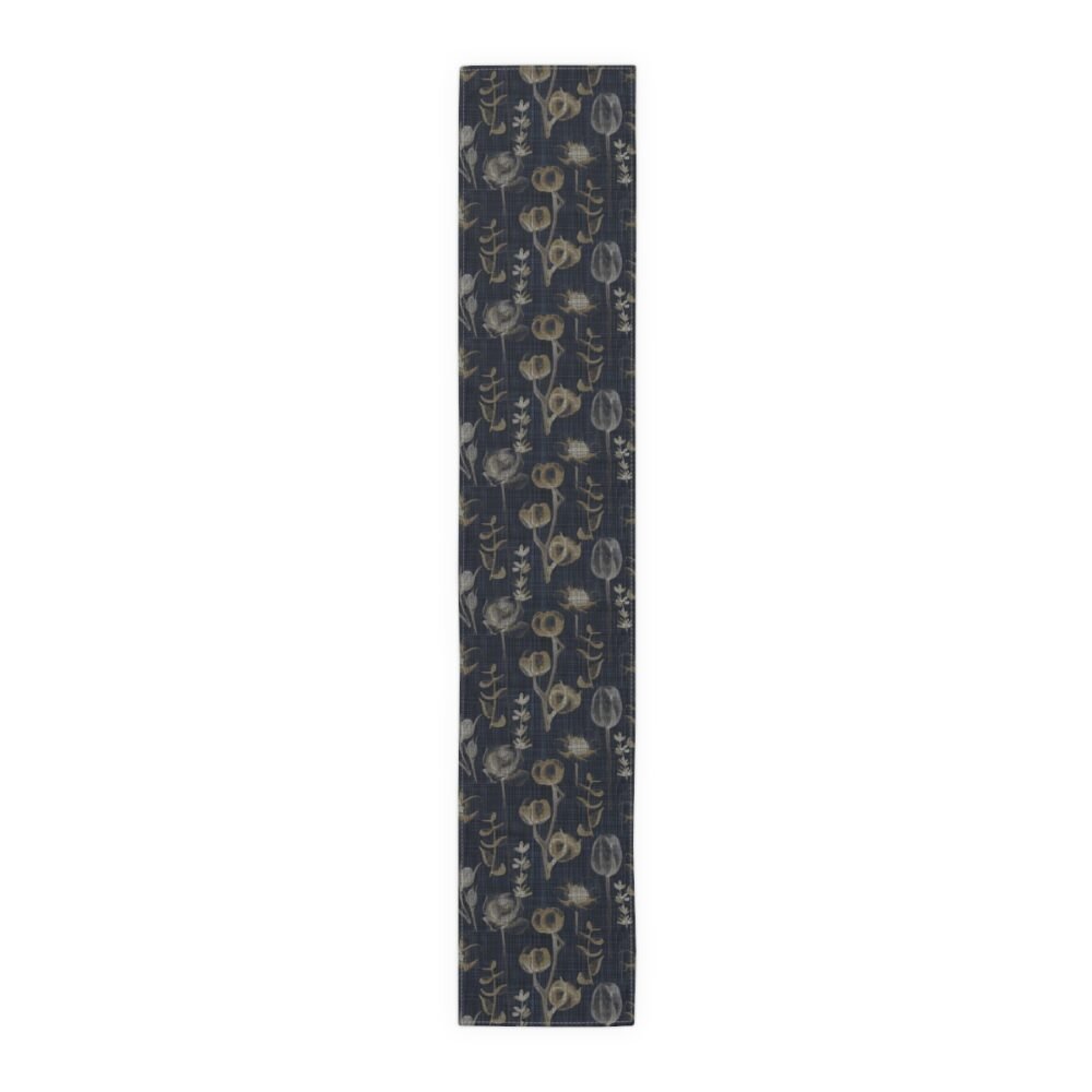 Eucalyptus Floral Print on Blue Cotton Table Runners - Image 2
