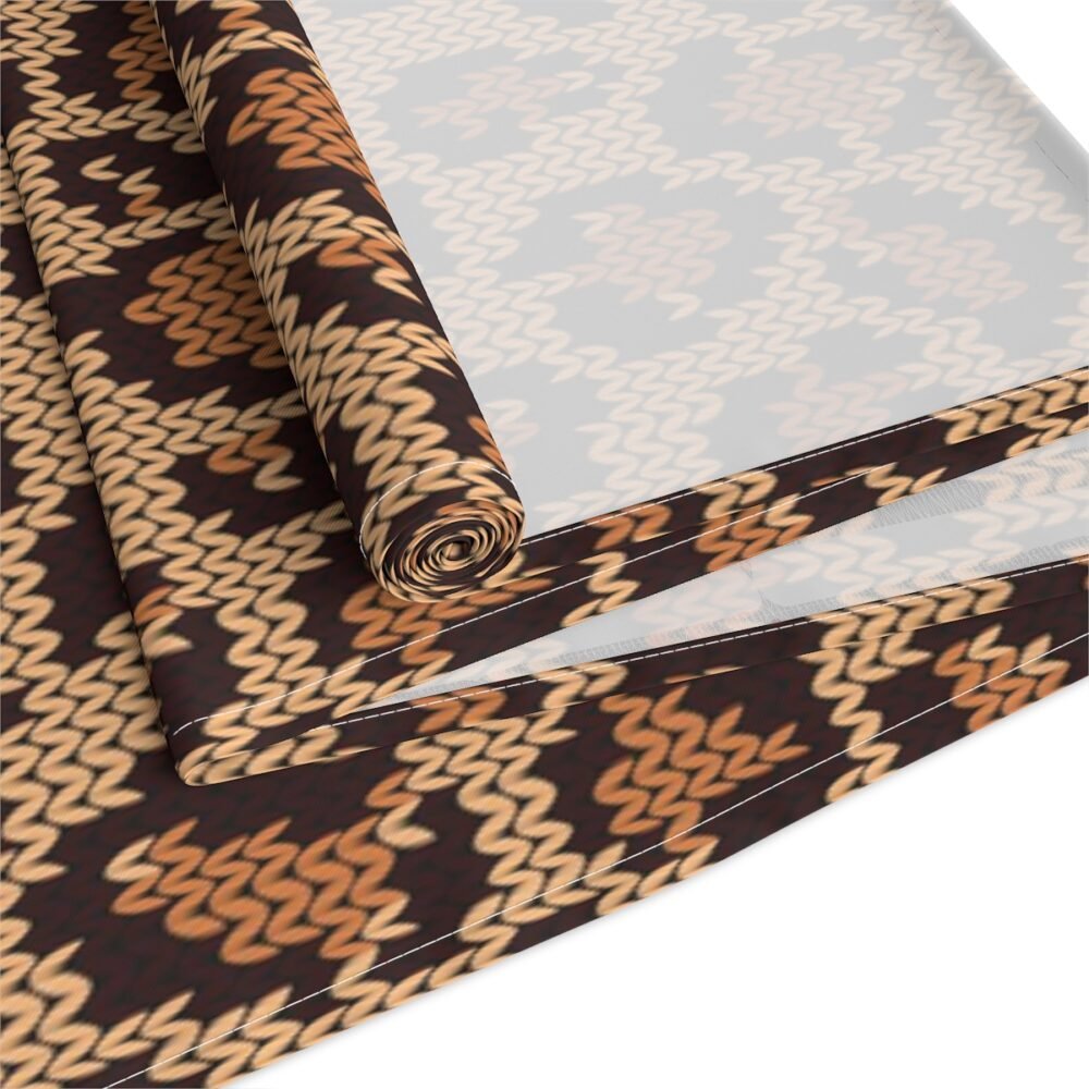 Brown Leopard Jacquard Knitted Pattern Table Runners - Image 4