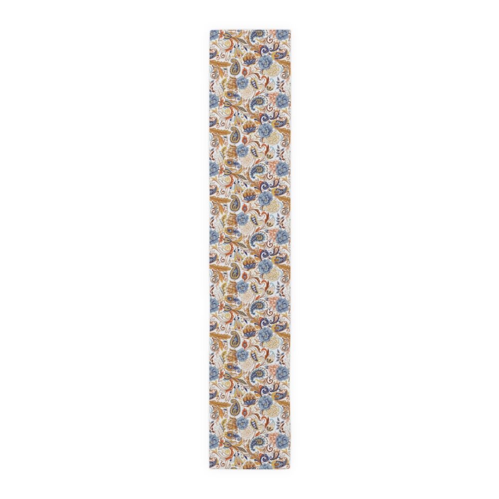 Fancy Gold Blue Paisley Table Runners for Glass Table - Image 2