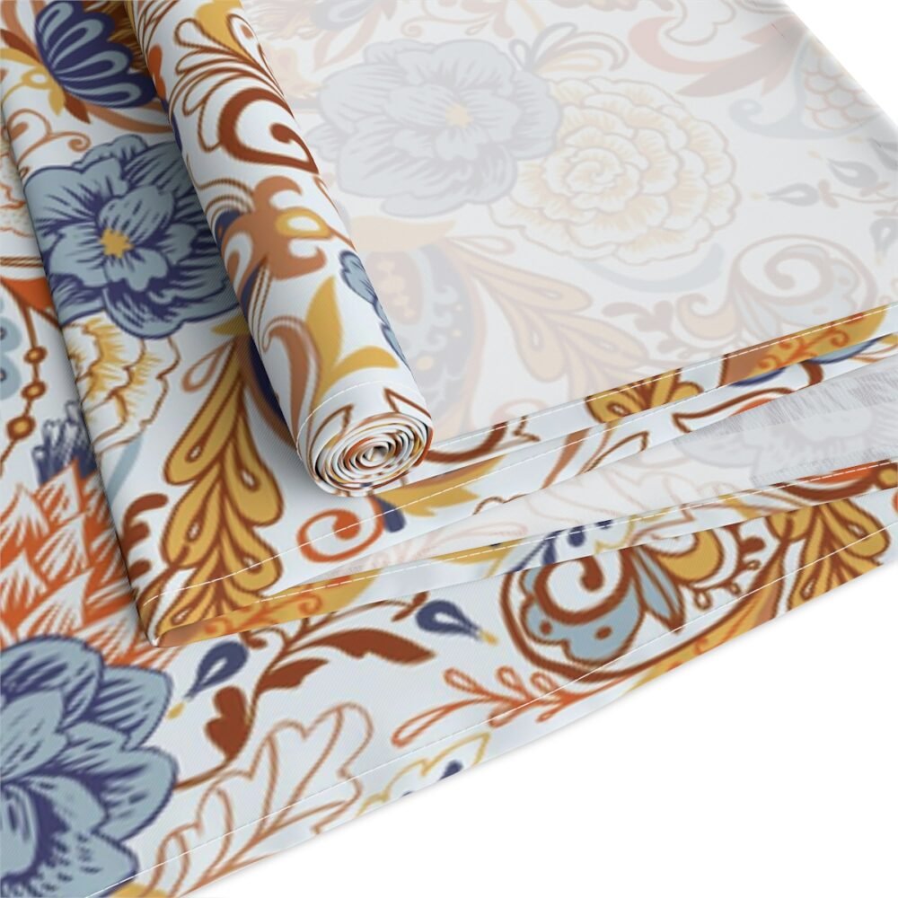 Fancy Gold Blue Paisley Table Runners for Glass Table - Image 4