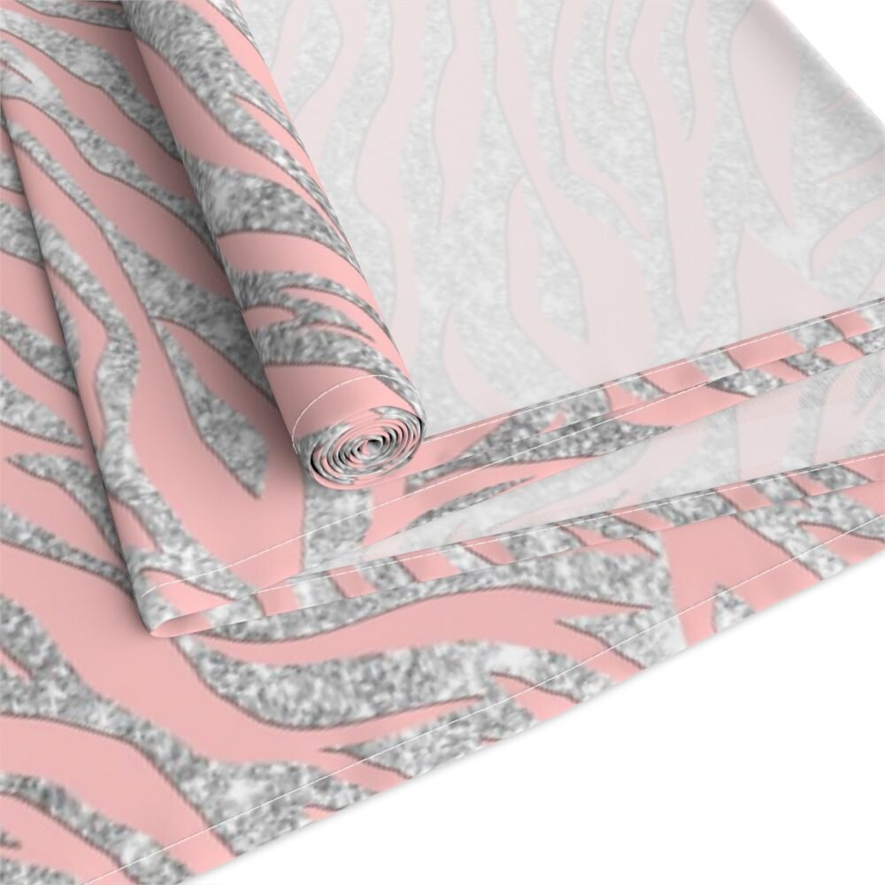 Trendy Pastel Pink Zebra Stripes Dining Table Runners - Image 3