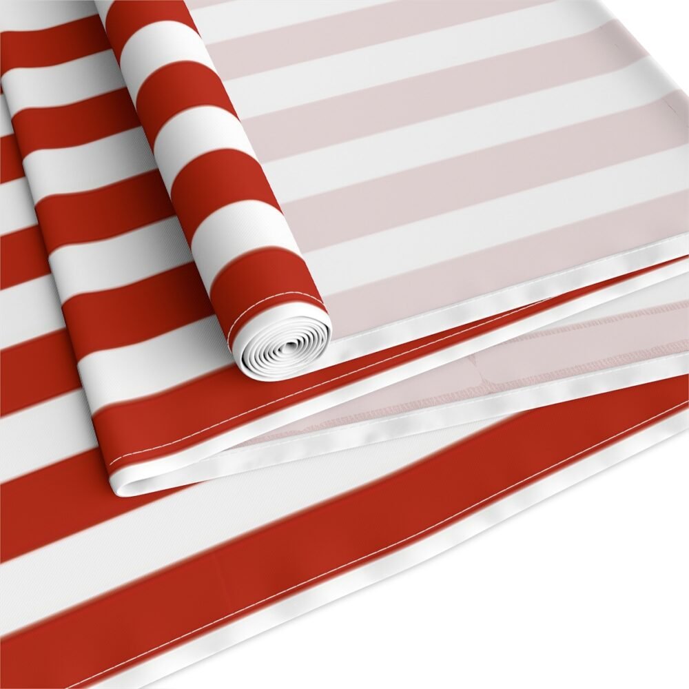 Retro Dark Red and White Striped Dining Table Runners - Image 2