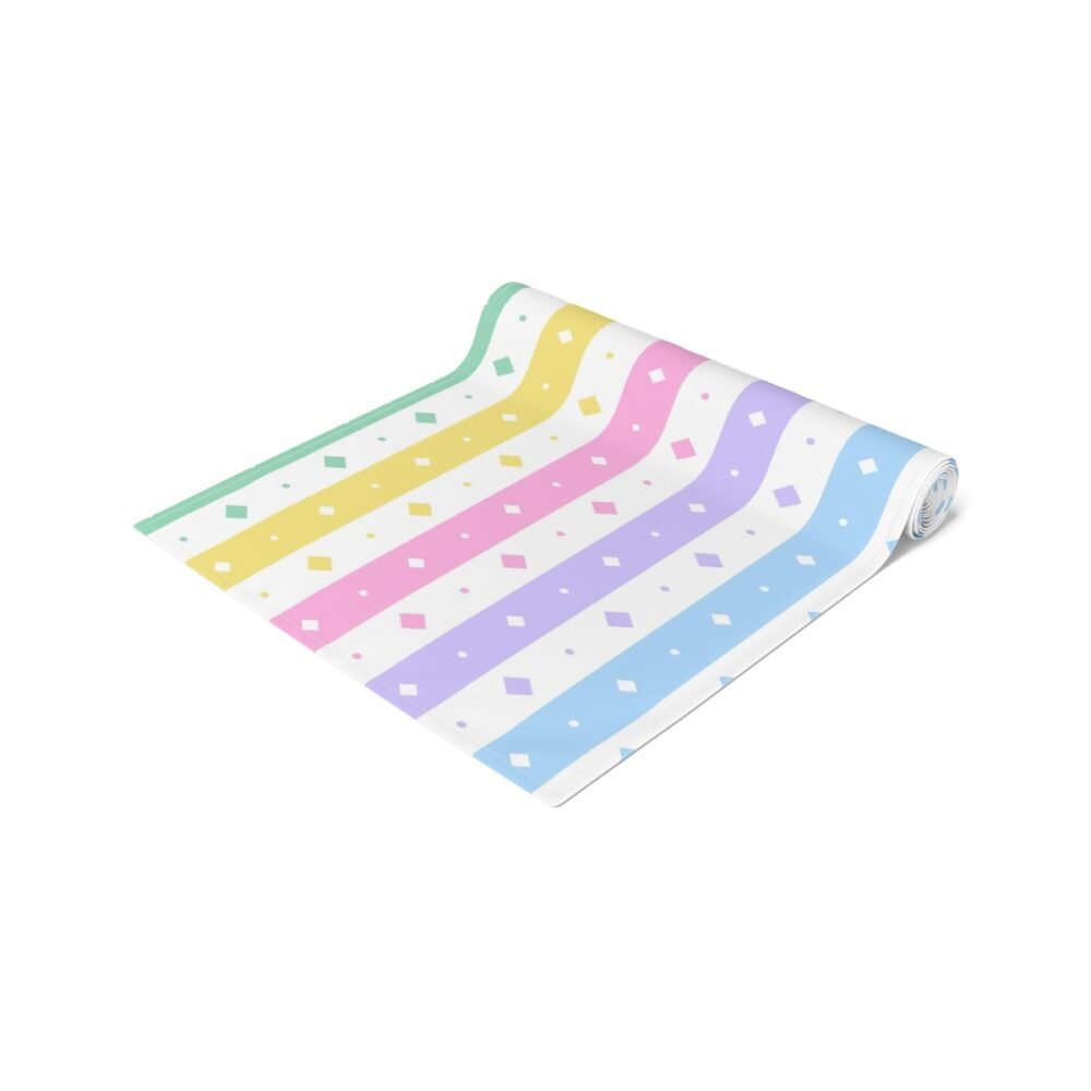 Rainbow Pastel Diamond Tilt Striped Table Runners - Image 2