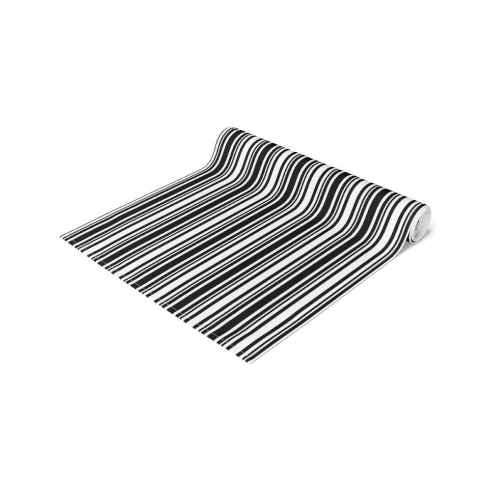 Black n White Vertical Striped Cotton Table Runners - Image 2