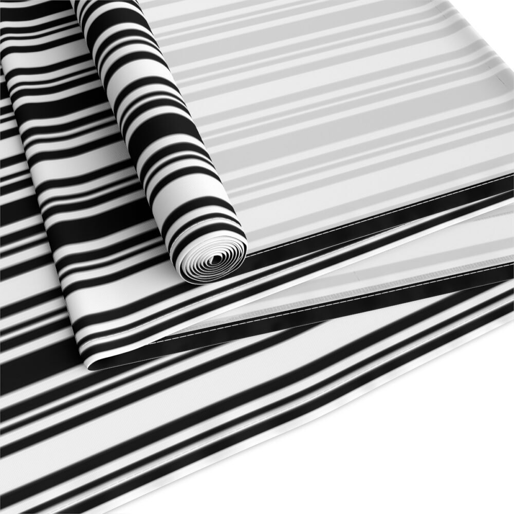 Black n White Vertical Striped Cotton Table Runners - Image 3