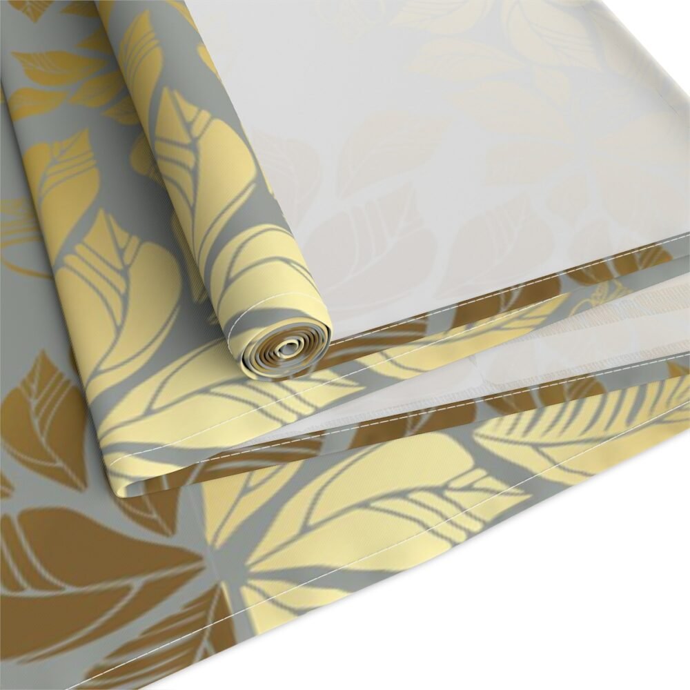 Printed Golden Leaves on Grey Fabric Table Runners - Image 3