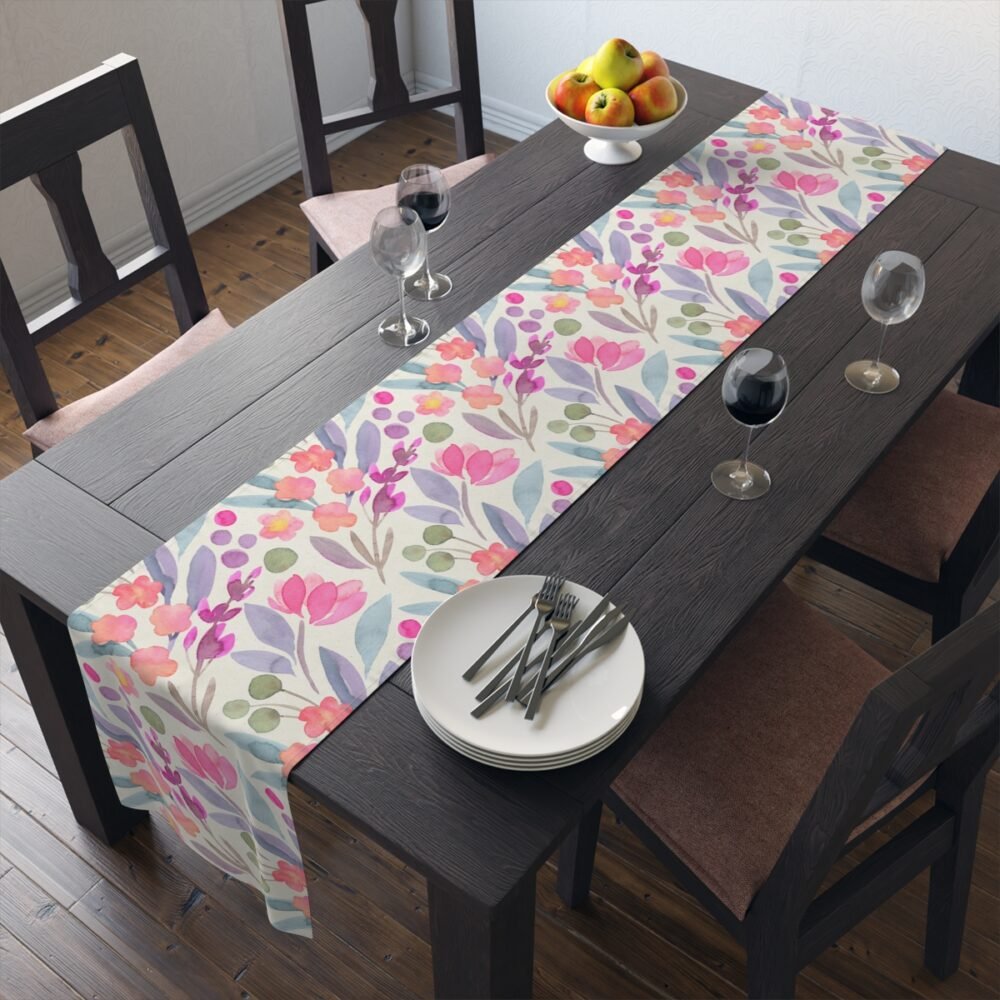 Watercolor Botanical Floral Textured Table Runners