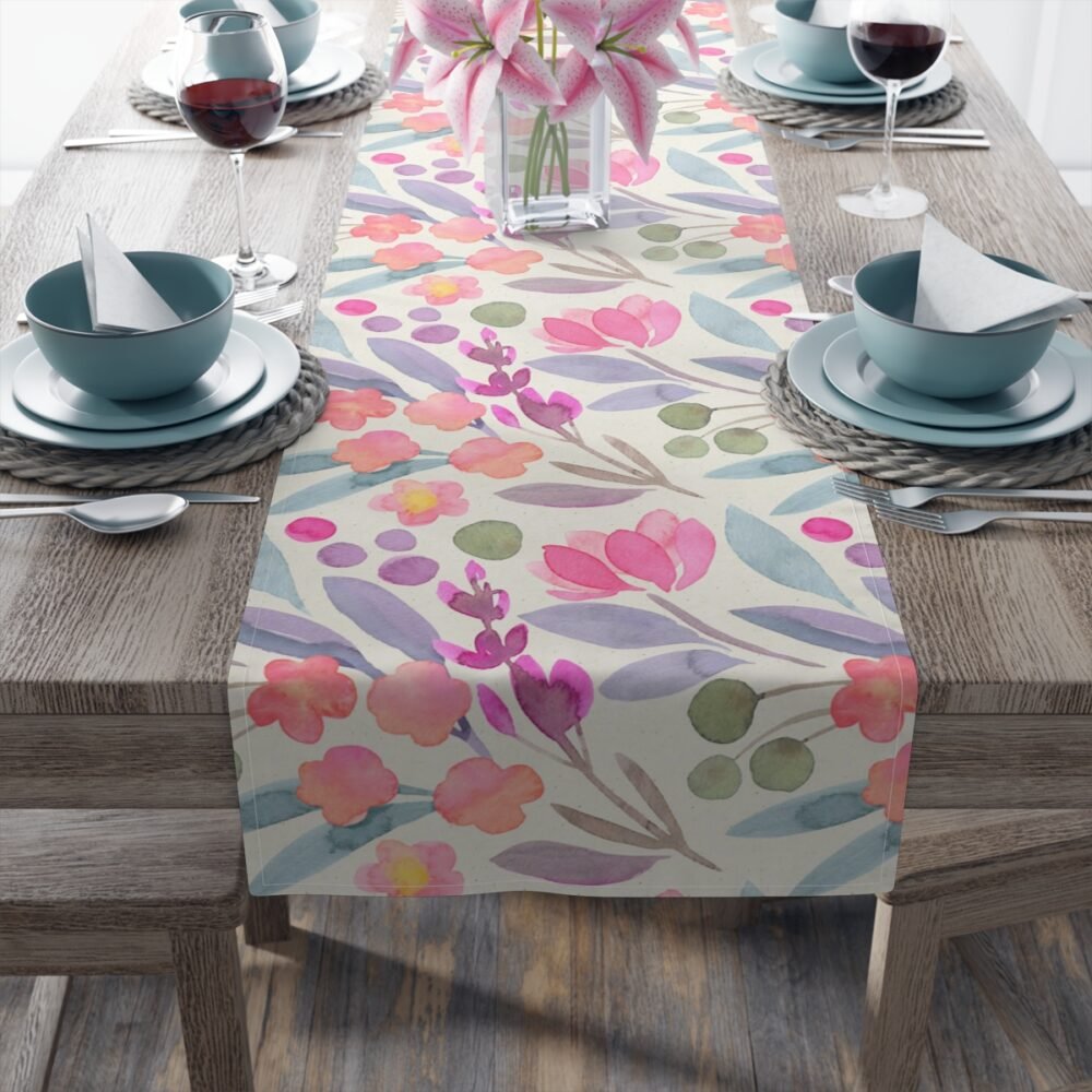 Watercolor Botanical Floral Textured Table Runners - Image 5