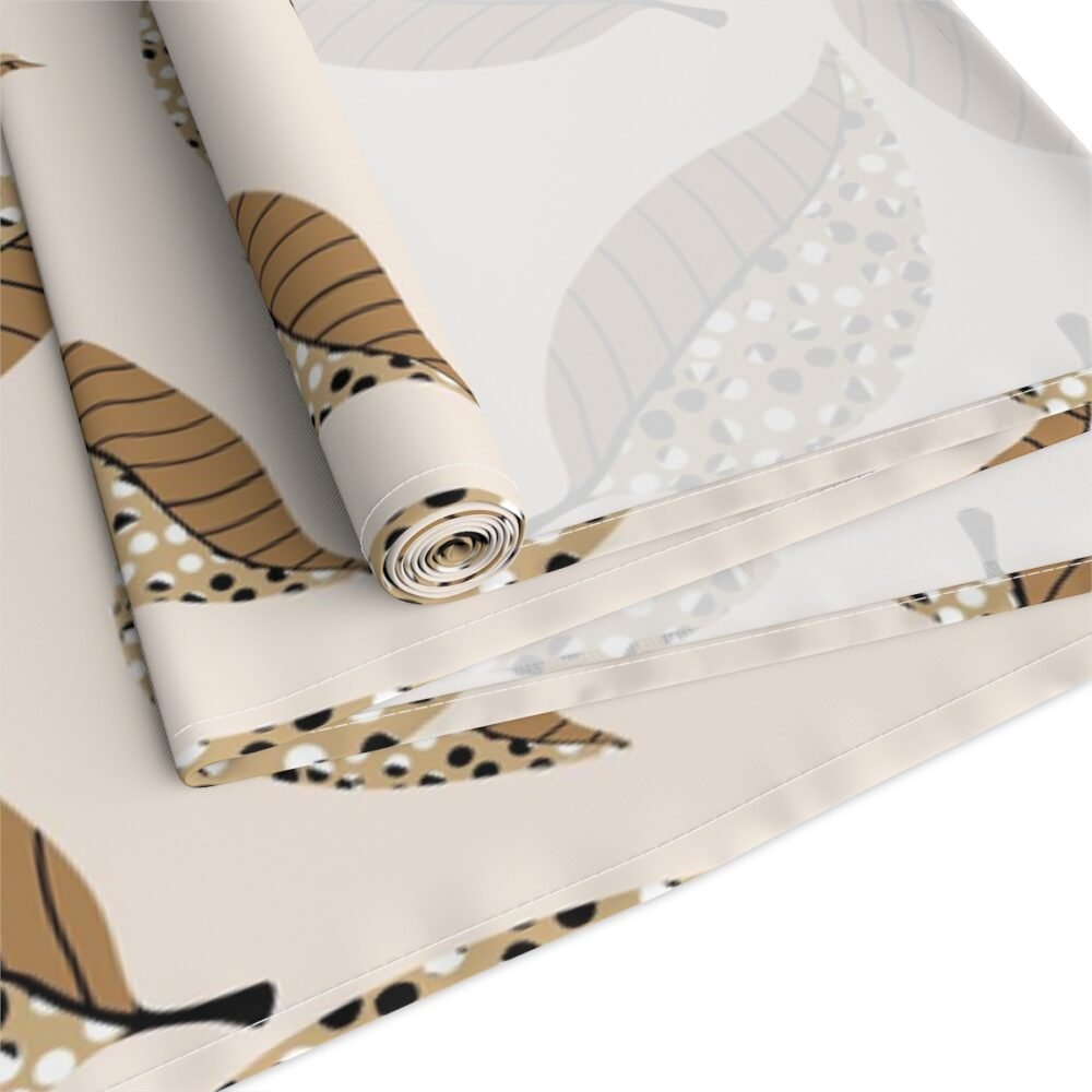 Abstract Brown Leaf Cotton Dining Table Runners - Image 3
