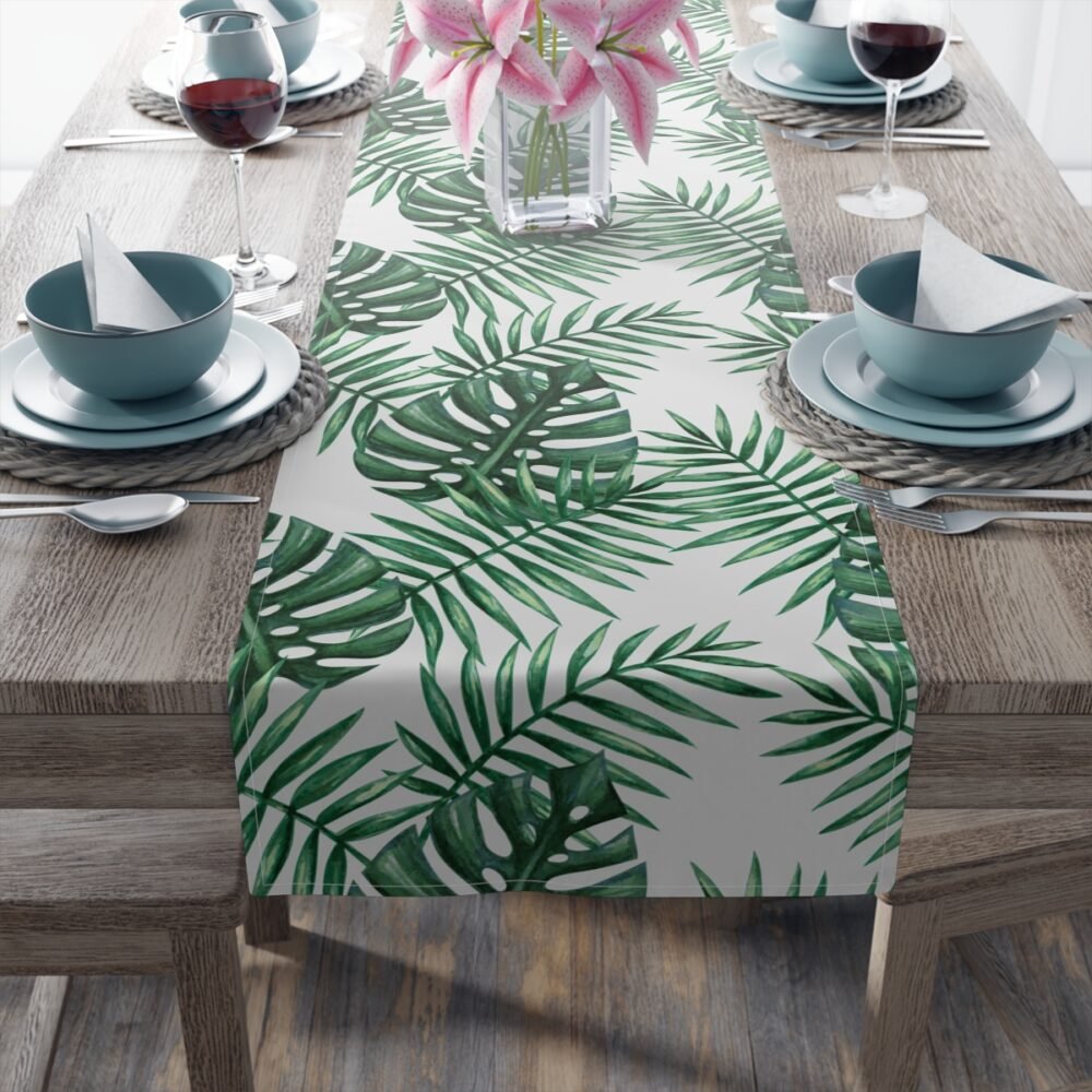 Watercolor Tropical Palm Leaves Table Runners - Image 5
