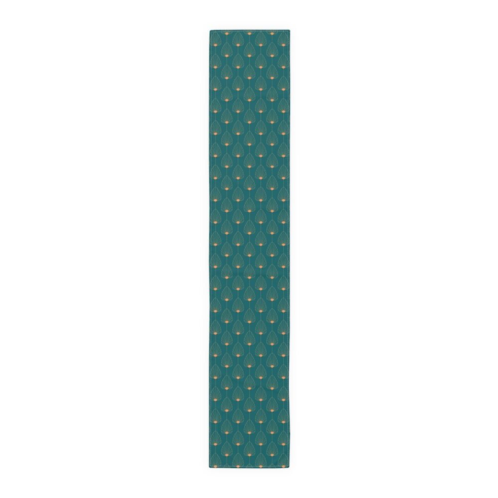 Stylish Fan Shaped Orange n Teal Dining Table Runners - Image 2