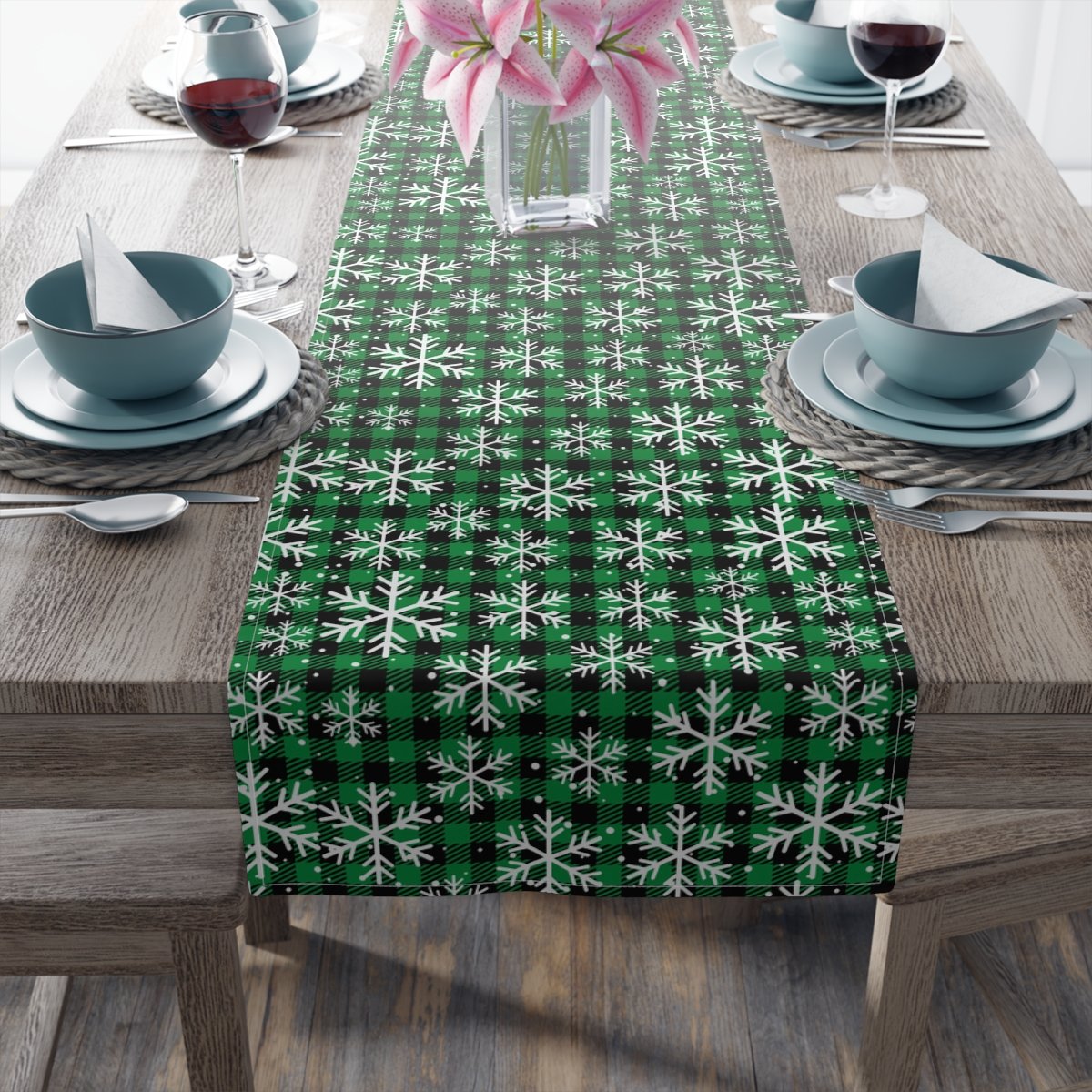 Christmas Green Buffalo Plaid Dining Table Runners - Image 4
