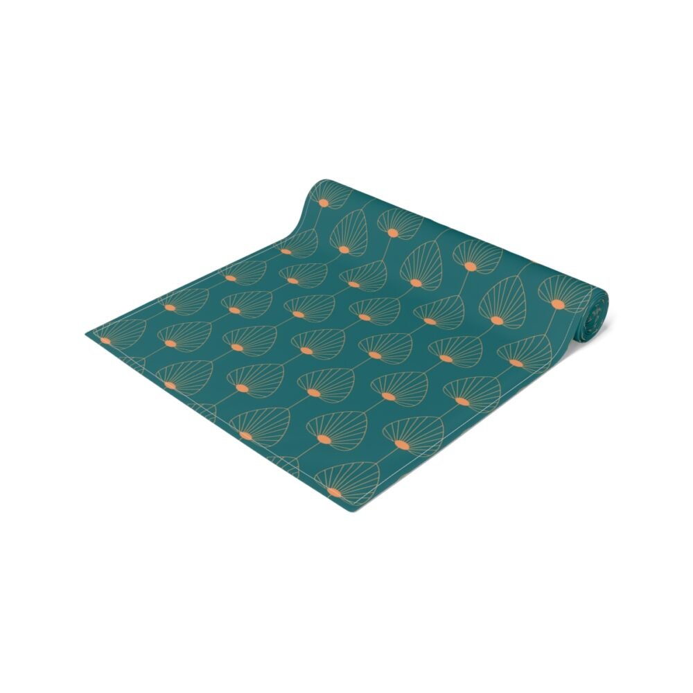 Stylish Fan Shaped Orange n Teal Dining Table Runners - Image 3