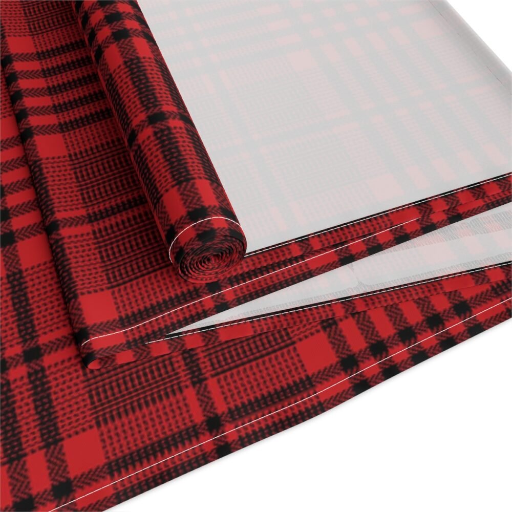 Modern Black and Red Tartan Plaid Table Top Runners - Image 3