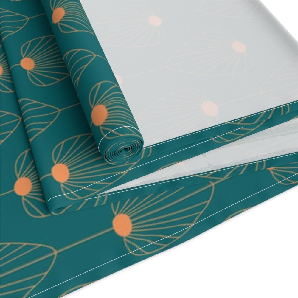 Stylish Fan Shaped Orange n Teal Dining Table Runners - Image 4