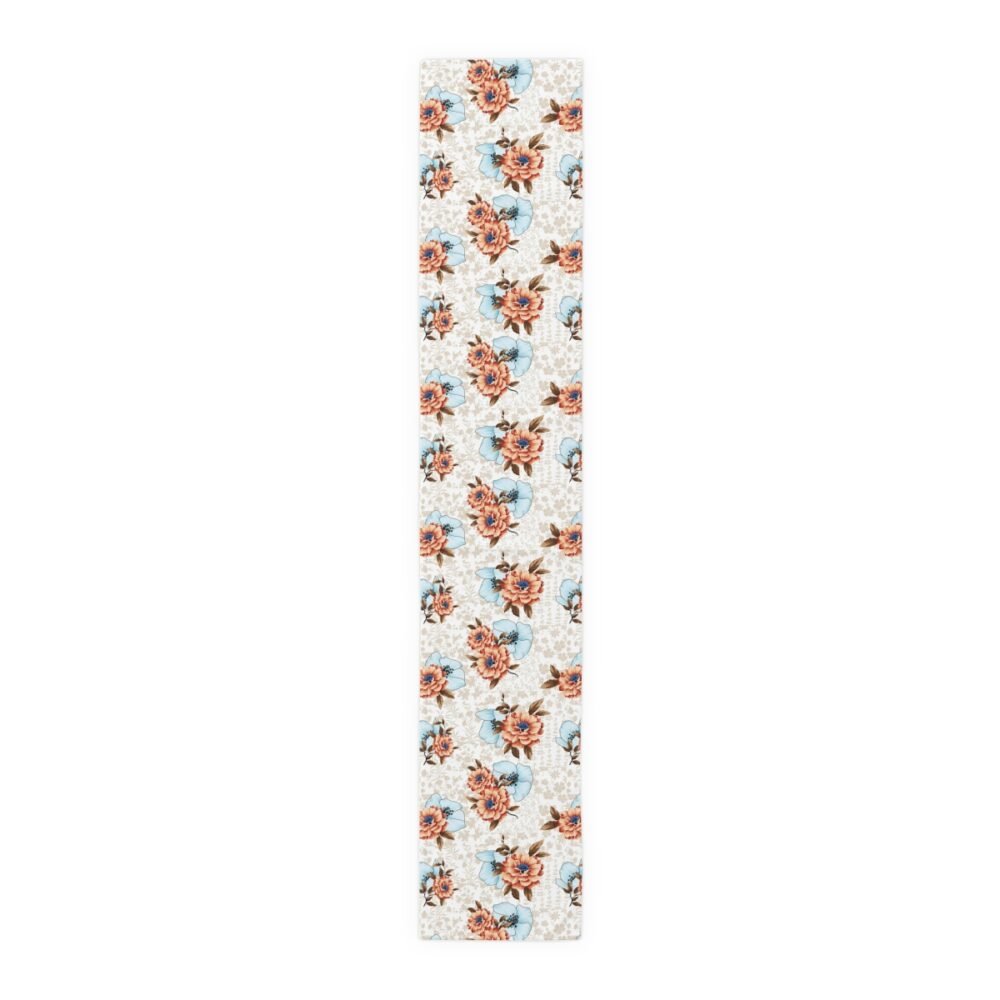 Beautiful Orange Flower Print on Cream Table Runners - Image 2