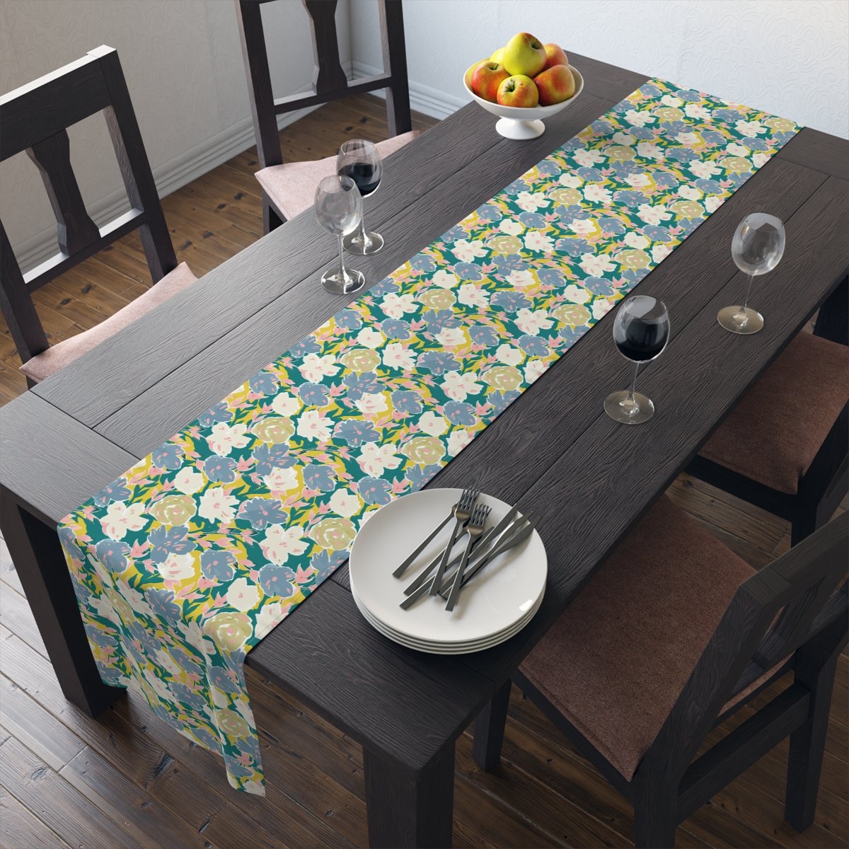 Abstract Colorful Flowers Dining Table Runners